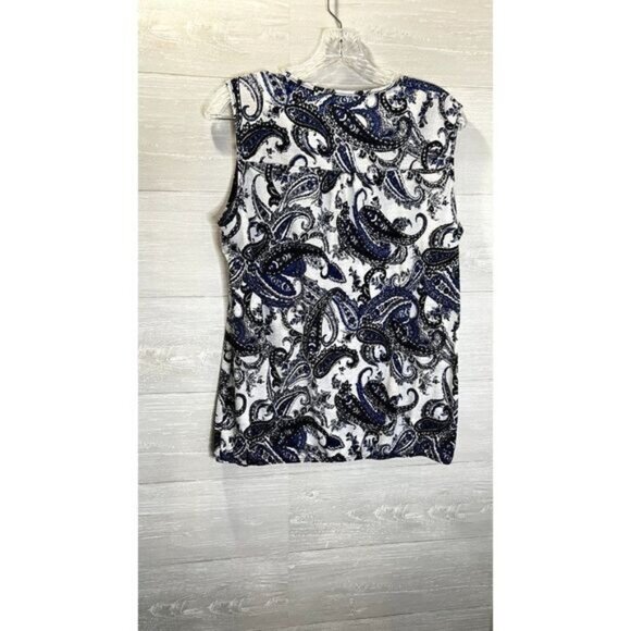 Women's Sleeveless Paisley Print V Neck Tank Tops Blouse Shirts - Picture 4 of 9